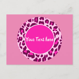 Luipaard Dierprint Patroon Cirkel Mode Roze Briefkaart