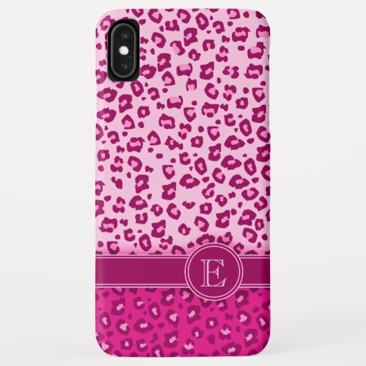 Luipaard dierprintroze aangepaste monogram Case-Mate iPhone case (Achterkant)