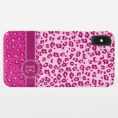 Luipaard dierprintroze aangepaste monogram Case-Mate iPhone case (Achterkant (horizontaal))