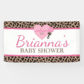 Luipaard en Roze Baby shower Welkom Spandoek (Horizontaal)