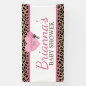 Luipaard en Roze Baby shower Welkom Spandoek (Verticaal)