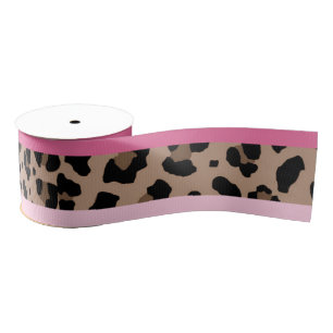 Luipaard en roze grosgrain lint
