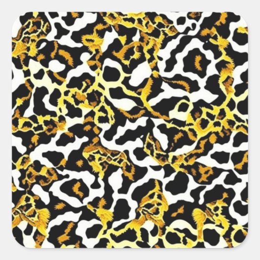 Luipaard en Zebra Bont Print Patroon Vierkante Sticker (Voorkant)