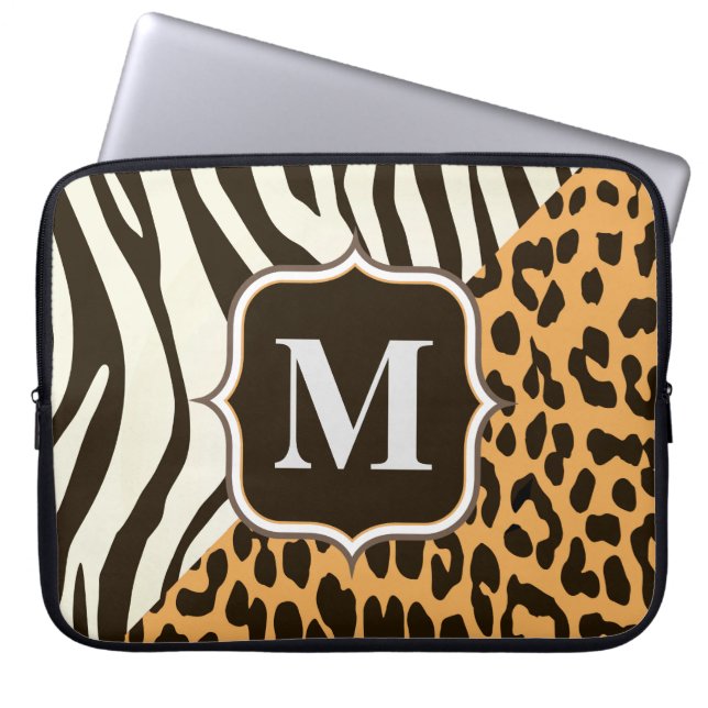 Luipaard en Zebra Laptop Sleeve (Voorkant)