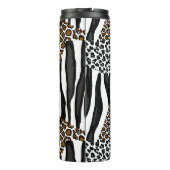 Luipaard en Zebra Stripes Print gepersonaliseerd Thermosbeker (Achterkant)