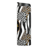Luipaard en Zebra Stripes Print gepersonaliseerd Thermosbeker (Geroteerd rechts)