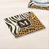 Luipaard en Zebra Vierkante Kartonnen Onderzetter (Schuin)