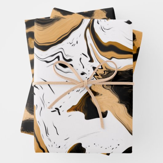 Luipaard en zwart-wit gestreept en polka stippen inpakpapier vel (In situ)