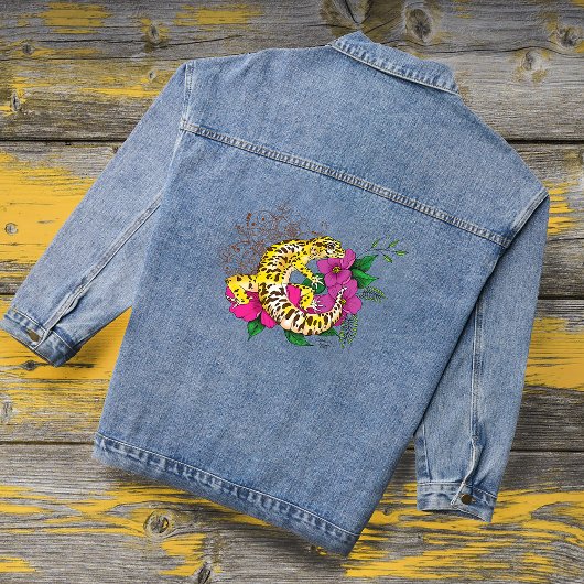 Luipaard Geel Gecko Groen Denim Jacket