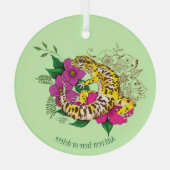 Luipaard Geel Gecko Groen Glas Ornament (Achterkant)
