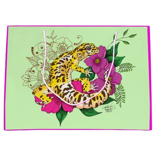 Luipaard Geel Gecko Groen Groot Cadeauzakje (Voorkant)