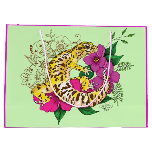 Luipaard Geel Gecko Groen Groot Cadeauzakje (Achterkant)