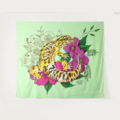 Luipaard Geel Gecko Groen Wandkleed (Voorkant (horizontaal))