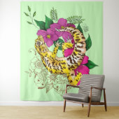 Luipaard Geel Gecko Groen Wandkleed (In situ)