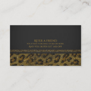 Luipaard Glitter Lovertjes Glam Chic Refer a Frien Aanbevelingskaartje