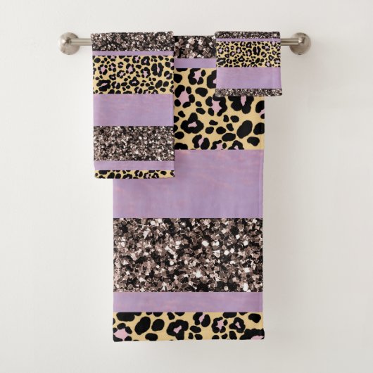 Luipaard Glitter Strepen Glam 1 Bad Handdoek (Insitu)