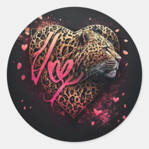 Luipaard Hart Liefde Graffiti Kunst                Ronde Sticker