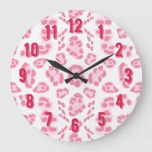 Luipaard Ikat in Roze Grote Klok