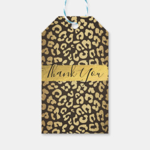 Luipaard Jachtluipaard Dierenhuid Print Goud Favor Cadeaulabel