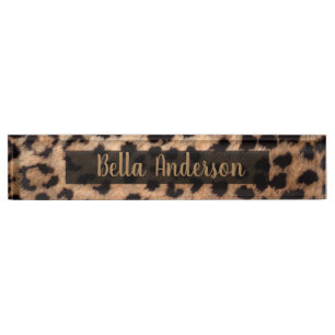 Luipaard Jachtluipaard Dierenprint Glam Moderne Tr Naambordje