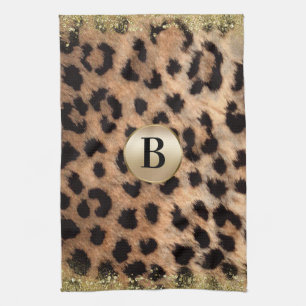 Luipaard Jachtluipaard Dierenprint Gouden Glitters Theedoek