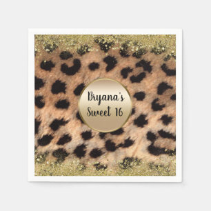 Luipaard Jachtluipaard Dierprint Goud Glitter Mono Servet