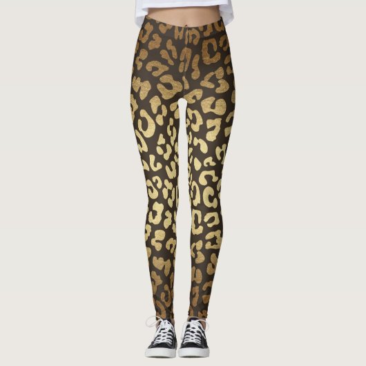 Luipaard Jachtluipaard Print Dierenhuiden Goud Omb Leggings (Voorkant)