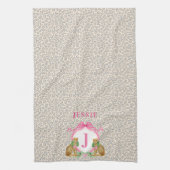 Luipaard Kerst Crest Monogram Met Naam Theedoek (Verticaal)