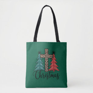 Luipaard Kruis Kerstbomen Christelijk Draagtas