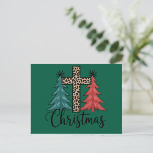 Luipaard Kruis Kerstbomen Christelijk  Feestdagenkaart