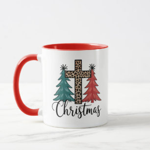 Luipaard Kruis Kerstbomen Christelijk Mok