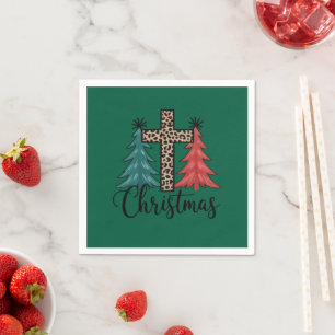 Luipaard Kruis Kerstbomen Christelijk Servet