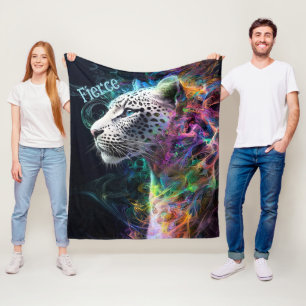 Luipaard levendige wervelwind van kleur blauw groe fleece deken