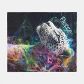 Luipaard levendige wervelwind van kleur blauw groe fleece deken (Voorkant (Horizontaal))