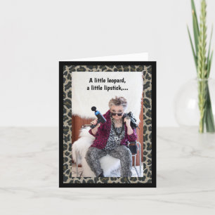 Luipaard, lippenstift, houding humoristisch kaart