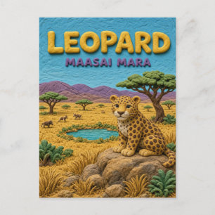 Luipaard Maasai Mara Modern KlayKoo Briefkaart
