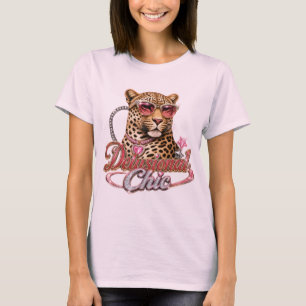 Luipaard Meisjesachtig Hart Zonnebril Roze Chic T-shirt