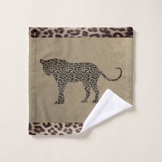 Luipaard met badhanddoekset voor luipdruk bad handdoek (Wasdoekje)