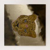 Luipaard met bruine geode legpuzzel (Horizontaal)