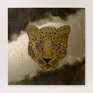 Luipaard met bruine geode legpuzzel