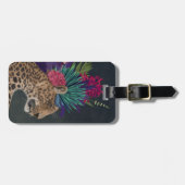 Luipaard met tropisch hoofdartikel bagagelabel (Voorkant horizontaal)