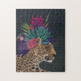Luipaard met tropisch hoofdartikel legpuzzel