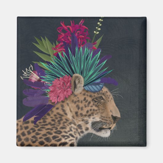 Luipaard met tropisch hoofdartikel magneet (Voorkant)