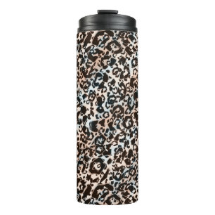 luipaard, modieus, gevlekt, bruin,beige, huid, thermosbeker