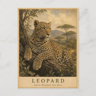 Luipaard Oost-Afrikaanse bossen VINTAGE Briefkaart