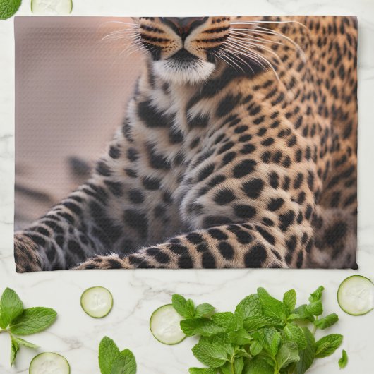 Luipaard op het strand theedoek (Gevouwen)