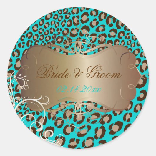 Luipaard parel wervelingen bruiloft stickers (Voorkant)