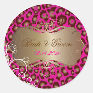Luipaard parel wervelingen bruiloft stickers