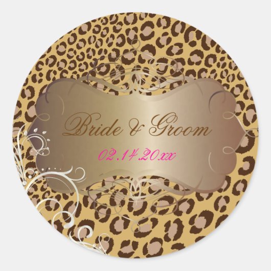 Luipaard parel wervelingen bruiloft stickers (Voorkant)