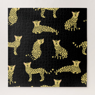 Luipaard Patroon: Zwarte achtergrond Cheetah Legpuzzel